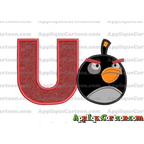 Bomb Angry Birds Applique Embroidery Design With Alphabet U