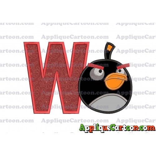 Bomb Angry Birds Applique Embroidery Design With Alphabet W