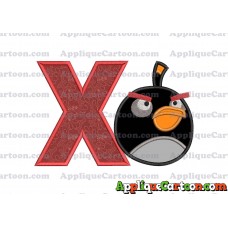 Bomb Angry Birds Applique Embroidery Design With Alphabet X
