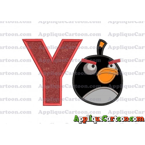 Bomb Angry Birds Applique Embroidery Design With Alphabet Y