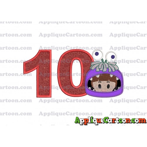 Boo Monsters Inc Emoji Applique Embroidery Design Birthday Number 10