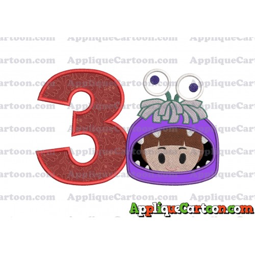 Boo Monsters Inc Emoji Applique Embroidery Design Birthday Number 3