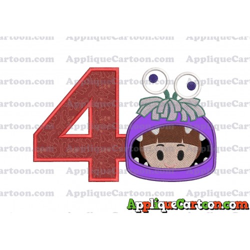 Boo Monsters Inc Emoji Applique Embroidery Design Birthday Number 4
