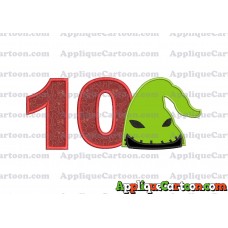Boogie Man Head Applique Embroidery Design Birthday Number 10