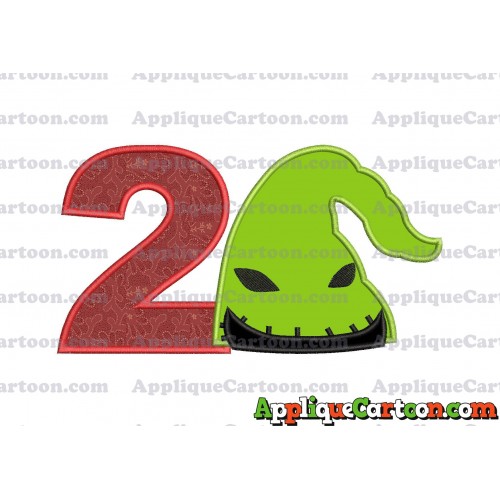 Boogie Man Head Applique Embroidery Design Birthday Number 2