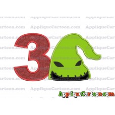 Boogie Man Head Applique Embroidery Design Birthday Number 3