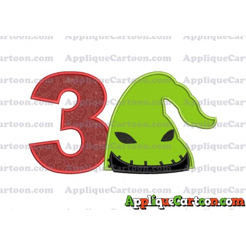 Boogie Man Head Applique Embroidery Design Birthday Number 3