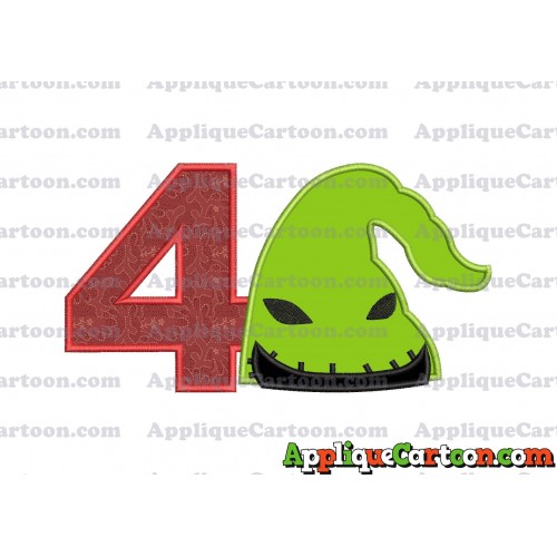 Boogie Man Head Applique Embroidery Design Birthday Number 4