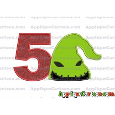 Boogie Man Head Applique Embroidery Design Birthday Number 5