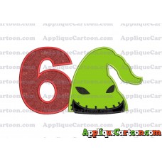 Boogie Man Head Applique Embroidery Design Birthday Number 6