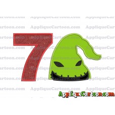 Boogie Man Head Applique Embroidery Design Birthday Number 7