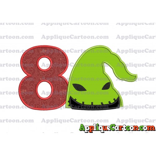 Boogie Man Head Applique Embroidery Design Birthday Number 8