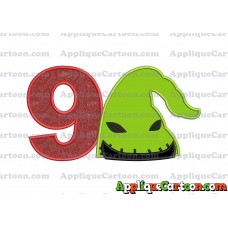Boogie Man Head Applique Embroidery Design Birthday Number 9