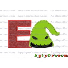 Boogie Man Head Applique Embroidery Design With Alphabet E