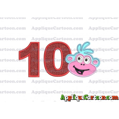 Boots Dora Applique Embroidery Design Birthday Number 10
