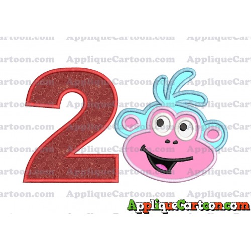 Boots Dora Applique Embroidery Design Birthday Number 2