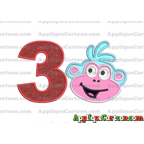 Boots Dora Applique Embroidery Design Birthday Number 3