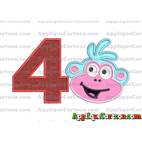 Boots Dora Applique Embroidery Design Birthday Number 4