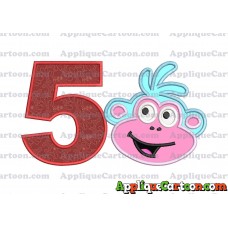 Boots Dora Applique Embroidery Design Birthday Number 5