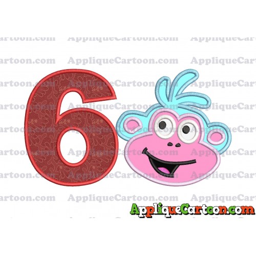 Boots Dora Applique Embroidery Design Birthday Number 6