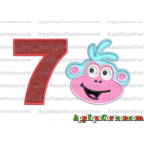 Boots Dora Applique Embroidery Design Birthday Number 7