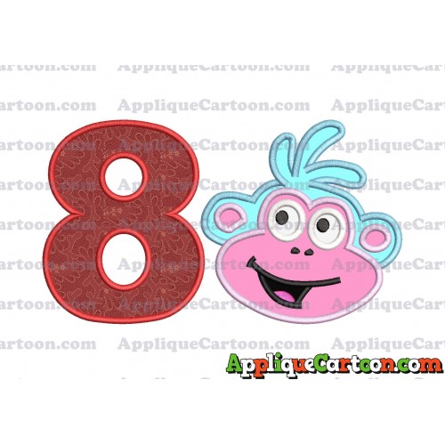 Boots Dora Applique Embroidery Design Birthday Number 8