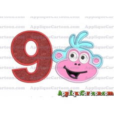 Boots Dora Applique Embroidery Design Birthday Number 9