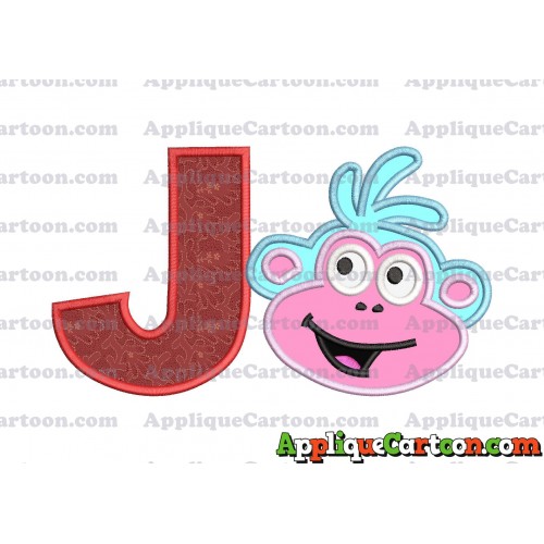 Boots Dora Applique Embroidery Design With Alphabet J