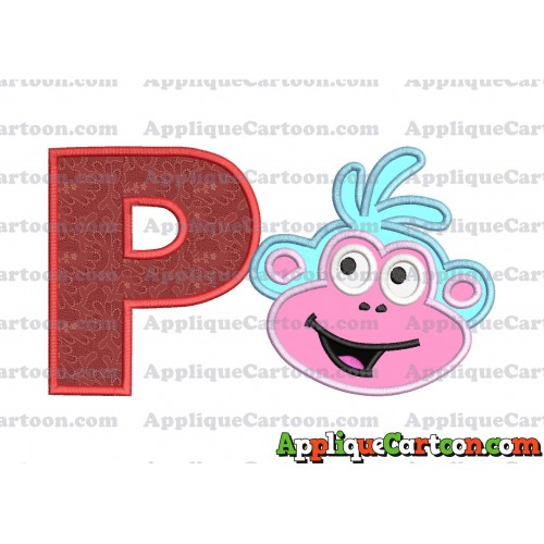 Boots Dora Applique Embroidery Design With Alphabet P