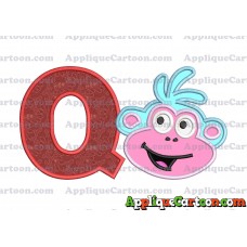 Boots Dora Applique Embroidery Design With Alphabet Q