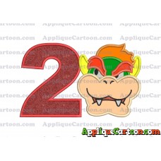 Bowser Head Super Mario Applique Embroidery Design Birthday Number 2