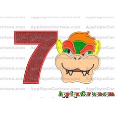 Bowser Head Super Mario Applique Embroidery Design Birthday Number 7