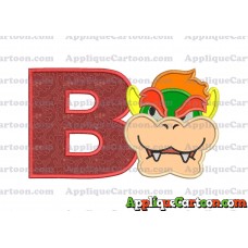Bowser Head Super Mario Applique Embroidery Design With Alphabet B