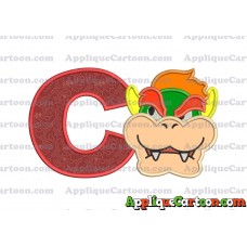Bowser Head Super Mario Applique Embroidery Design With Alphabet C