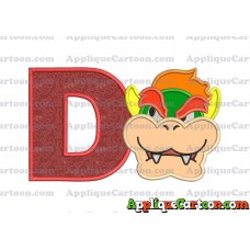 Bowser Head Super Mario Applique Embroidery Design With Alphabet D