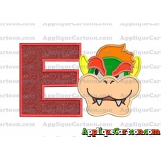 Bowser Head Super Mario Applique Embroidery Design With Alphabet E