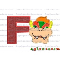 Bowser Head Super Mario Applique Embroidery Design With Alphabet F