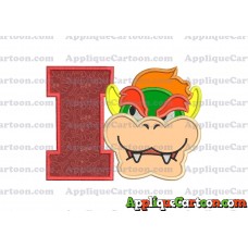 Bowser Head Super Mario Applique Embroidery Design With Alphabet I