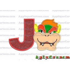 Bowser Head Super Mario Applique Embroidery Design With Alphabet J