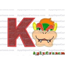 Bowser Head Super Mario Applique Embroidery Design With Alphabet K