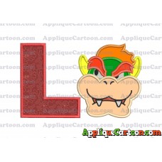 Bowser Head Super Mario Applique Embroidery Design With Alphabet L