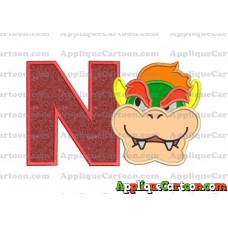 Bowser Head Super Mario Applique Embroidery Design With Alphabet N