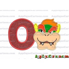 Bowser Head Super Mario Applique Embroidery Design With Alphabet O