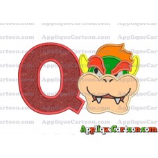 Bowser Head Super Mario Applique Embroidery Design With Alphabet Q