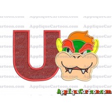 Bowser Head Super Mario Applique Embroidery Design With Alphabet U