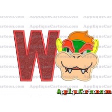 Bowser Head Super Mario Applique Embroidery Design With Alphabet W