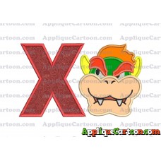 Bowser Head Super Mario Applique Embroidery Design With Alphabet X
