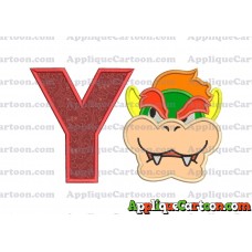 Bowser Head Super Mario Applique Embroidery Design With Alphabet Y
