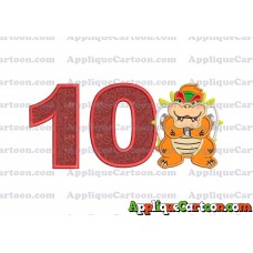 Bowser Super Mario Applique 01 Embroidery Design Birthday Number 10