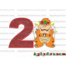 Bowser Super Mario Applique 01 Embroidery Design Birthday Number 2